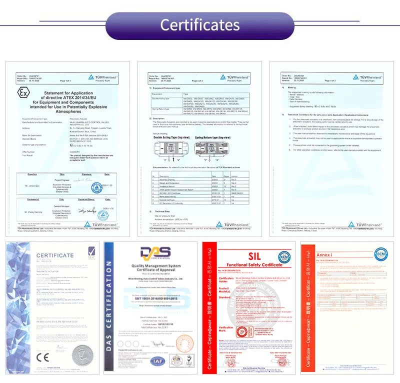 Pneumatic Actuator Y Type Three Way Ball Valve Certification
